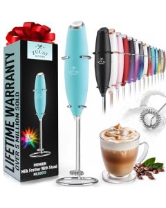 Zulay Powerful Milk Frother Handheld Foam Maker for Lattes - Whisk Drink Mixer for Coffee, Mini Foamer for Cappuccino, Frappe, Matcha, Hot Chocolate by Milk Boss (Ocean Aqua)