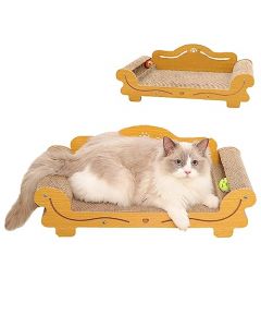 Rascador para Gato de Cartón, Cama Rascador Gatito con Bola Giratoria Interactiva, Sofá Tabla Corrugado Juguete para Rascar Protección Mueble Interior Antideslizante Almohadilla Rascador Desmontable