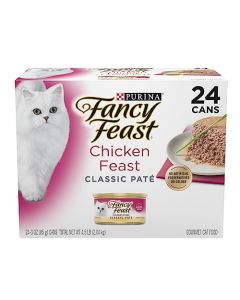 Purina Fancy Feast Grain Free Pate Wet Cat Food, Classic Pate Chicken Feast - (24) 3 oz. Pull-Top Cans