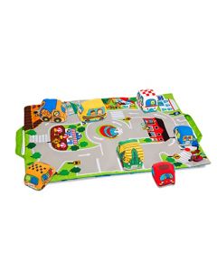 Melissa & Doug Alfombra Portable de Juego de la Ciudad, Juguete Para Bebés (9 Vehículos Suaves)