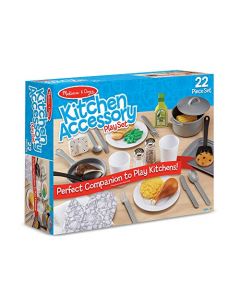 Melissa & Doug Set de 22 Accesorios para Cocina de Juguete - Utensilios, Olla con Tapa - Sartenes y Comida de Juguete