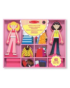 Melissa & Doug Juego de Muñecas Magnéticas de Vestir las Mejores Amigas Abby y Emma, Juguete de Madera, Juego de Imitación, Juego Creativo (2 Sets de Juego en uno, Más de 55 Piezas)