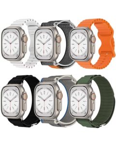 Tarcisio 6 Pack Nueva Correa compatible con Apple Watch de 49, 45, 44, 42mm. Correas Trail Loop, Alpine y Silicona deportiva para iWatch Ultra Series SE 8/7/6/5/4/3/2/1.