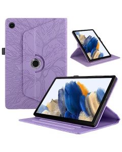 Vaitasy Funda para Samsung Galaxy Tab A9 Plus de 11 Pulgadas 2023, Funda para Tab A9+ diseño de follaje en Relieve de Piel sintética, Carcasa Soporte rotación de 360 Grados, Color Púrpura