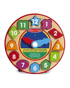 Melissa & Doug Reloj Clasificador de Formas Para Aprender a Decir la Hora, Juguete de Madera, Juguete Didáctico