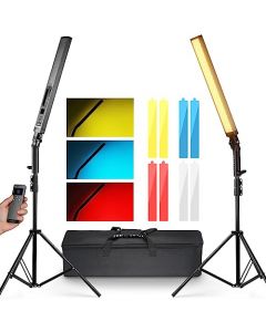 NEEWER Barra de Luz de Vídeo LED Mejorada y Kit de Control Remoto 2,4G, 2 Paquete de Luces Regulables 3200K ~ 5600K CRI97+ con Soportes/Filtros/Bolsa para Youtube Vídeo Fotografía Juegos, BH20B