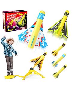 Jasonwell Lanzador de Cohetes Juguetes para Niño Cohete Espacial con 3 Cohetes de Espuma 3 Aviones Lanzador Resistente con Almohadilla de Lanzamiento Juguete Regalo para Niños Niñas 3 4 5 6 7 8 9 Años