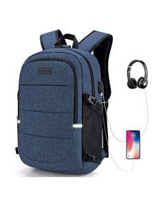 Mochila antirrobo, Mochila Impermeable,DOXUNGOO Mochila para portátil Hombre Mujer Mochila paracon bloqueo y con USB Puerto y puerto audífonos para Laptop hasta 15.6 pulgadas (azul)