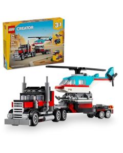 LEGO Creator 3en1 31146 Camión Plataforma con Helicóptero Convertible en un avión de hélice y un camión de Combustible o en un bólido y un SUV de Juguete