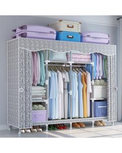 STAYOUNG Armario Minimalista, Closet Ropero Armable Grande de Tela y Tubo Meta, Armario Organizador de Ropa Minimalista, Bolsa de Almacenaje de Ropa de Gran Capacidad, 165 * 170 * 45cm(Gris)