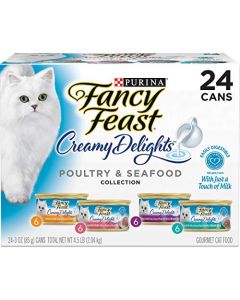 Purina Fancy Feast Creamy Delights Adult Wet Cat Food Variety Pack - Twenty-Four (24) 3 oz. Cans