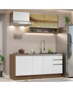 Cocina Integral 180cm Marrón/Blanco Glamy Madesa 08 - Marron/Blanco