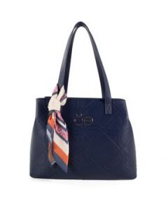 Bolsa Satchel Cloe para Mujer Grande con Mascada Azul Marino - GRANDE