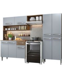 Madesa Gabinete de Cocina Integral 229 cm Emilly Pop Rústico/Gris - Marrón/Gris