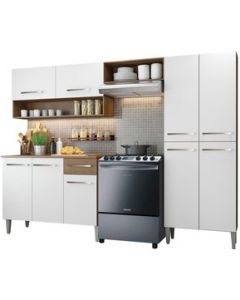 Cocina Integral Madesa Emilly 229 cm - Marrón/Blanco - Marrón/Blanco