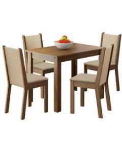 Juego de Comedor Madesa Cíntia con 4 Sillas Armable - Marrón/Crema