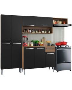 Cocina Integral Madesa Emilly Top 229 cm - Marron/Negro