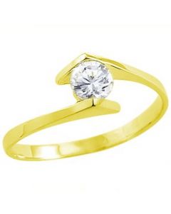 Anillo de compromiso oro amarillo 14k diamante natural certificado de .10ct - 8