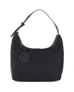 Bolsa Hobo Cloe para Mujer Textil Acolchada con Charm Negro - GRANDE