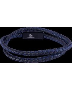 LUCKMAN Pulsera Hombre Doble Brazalete Acero Inoxidable Piel Vegana Kent