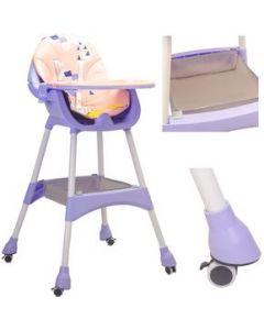 Silla Alta Para Bebé Aeiou Periquera Con Llantas 706150 - Morado Rosa