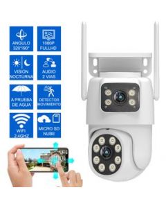 Camara Seguridad Vigilancia Doble Lente Wifi Alexa App Tuya vision 360