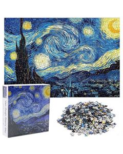 NEWYOUTH Rompecabezas de Noche Estrellada 1000 Piezas Rompecabezas de Bellas Artes Van Gogh Pintura al óleo Rompecabezas Juego Familiar para Adultos Niños Decoración del hogar