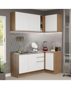 Cocina Integral Esquinera 269cm Marrón/Blanco Glamy Madesa 01 - Marron/Blanco