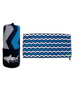 SHARX Toalla de Microfibra Deportiva Grande 80 x 160cm + Toalla Chica de Regalo (Chevron Azul)