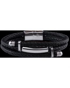 LUCKMAN Brazalete Hombre Pulsera Acero Inoxidable y Piel Vegana Ryan