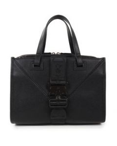 Bolsa Satchel Cloe para Mujer Chica Aplicación de Broche Decorativo Negro - MEDIANA