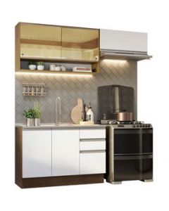 Cocina Integral 200cm Marrón/Blanco Glamy Madesa 08 - Marron/Blanco