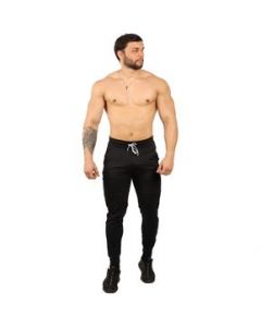 Pants Jogger Premium Negro Liso En Tela Lycra Deportivo Fenix Fit - L