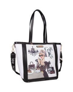 Bolsa Tote Nicole Lee de tela con textura - Lady in Black - UNITALLA