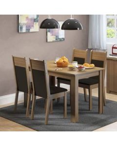 Juego de Comedor Madesa Havana Mesa con Tablero de Madera y 4 Sillas - Marron/Negro