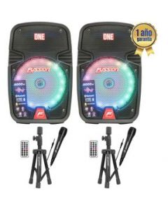 Combo 2 Bafles Recargables de 8 Fussion PBS-8027 con Bluetooth