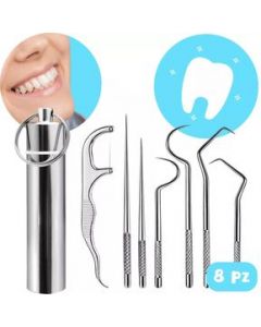 Set 8 Herramientas Para Cuidado Dental Limpieza Con Estuche