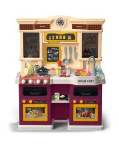 Cocina de Juguete para Niños 85pz Sonido,Agua,Vapor,Luz,Micro Hornito Violeta - Violeta