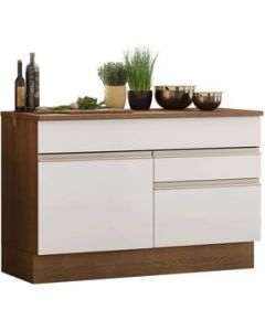 Mueble Cocina Madesa Glamy 120cm (Con Tablero) M/B - Marron/Blanco