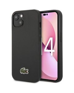 Funda Lacoste Diseño Logo Tejido PU Piqué Para iPhone 14 Plus-Negro