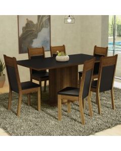 Madesa Juego Comedor Mesa Madera 6 Sillas Augusta Negro/Rústico