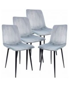 Set 4 Sillas Terciopelo Comedor Eames Tapizada Vintage Sala Moderna Gris