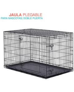 Jaula Transportadora Doble Puerta Metal Plegable Portatil EG