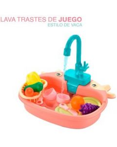 Juego Fregadero Cocina Juguete Accesorios con Agua Corriente - rosa