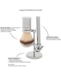 Kit Afeitado Acero The Shaving Co. Rastrillo + Brocha + Base - 1