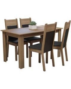 Juego Comedor Madesa Cali Mesa Tablero Madera con 4 Sillas - Marron/Negro