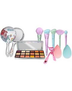 Sombras, brochas,espejo,esponjas con enchinador Disney 100