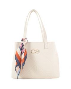 Bolsa Satchel Cloe para Mujer Grande con Mascada Beige - GRANDE