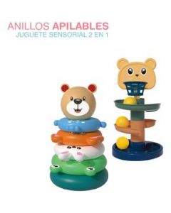 Set Canasta y Torre De Apilar Juguete Didactico Montessori