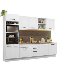 Mueble de Cocina Integral 310cm Agata Madesa 02 Blanco - Blanco